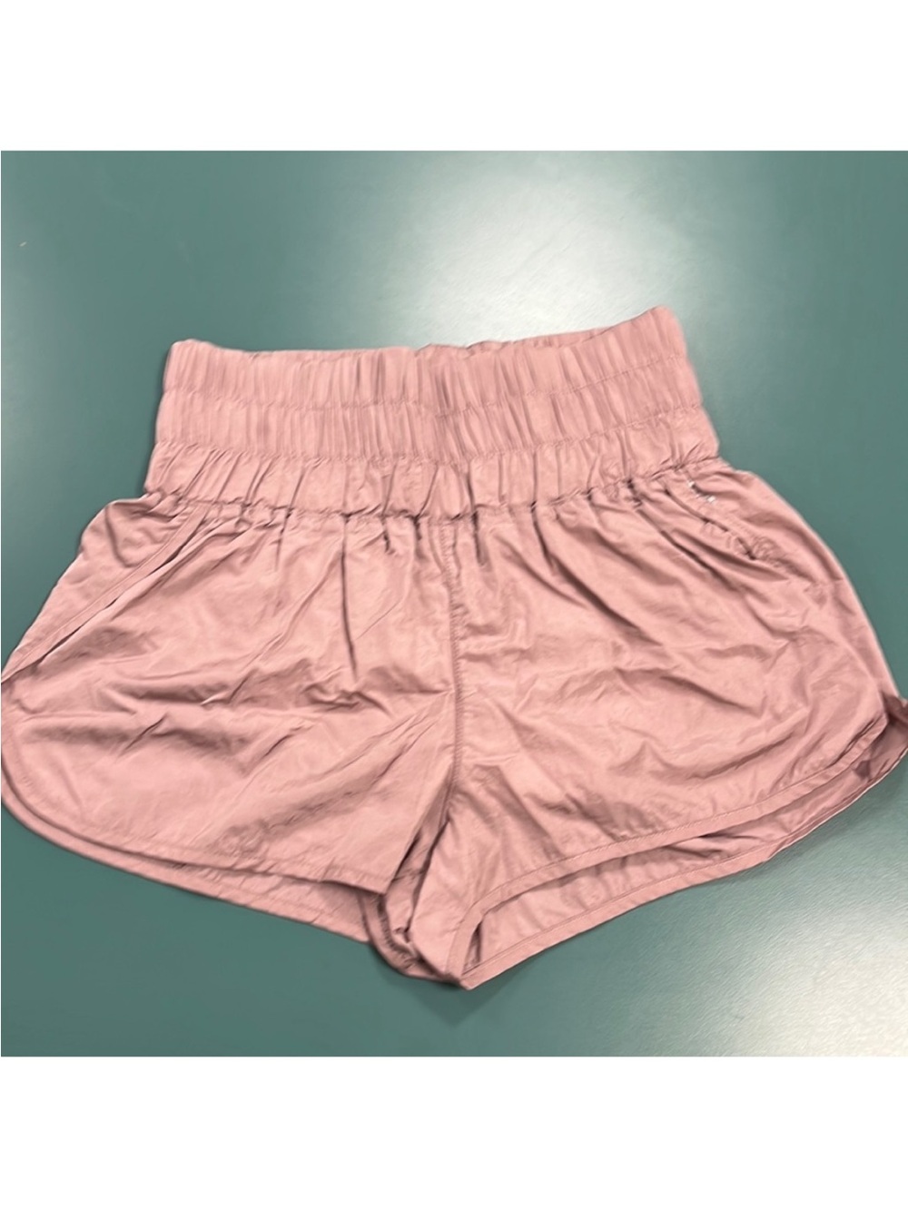 Free People Dusty Rose Smocked Waist Athletic Shorts